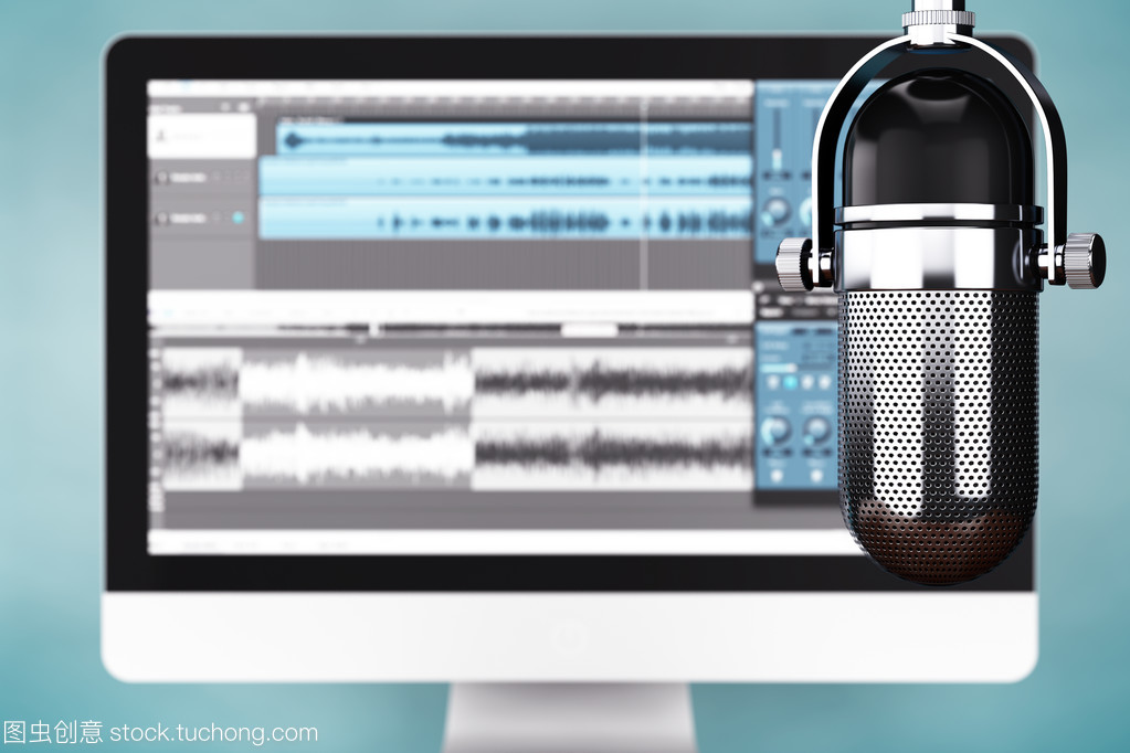 音樂錄音工作室概念。Condencer 麥克風